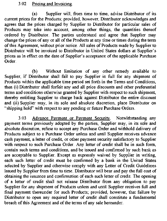 Appendix 12-1 Sample International Distribution Agreement with ...