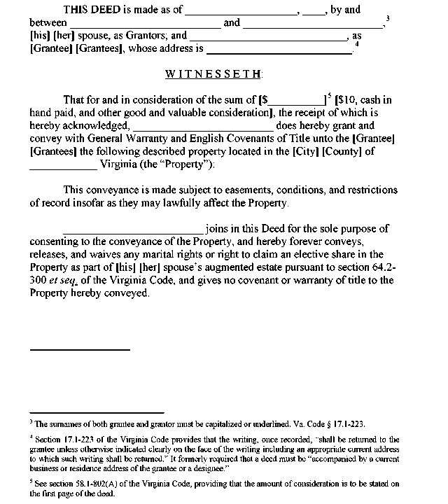 24.5 General Warranty Deed For Property In The Name Of One Spouse-vba 