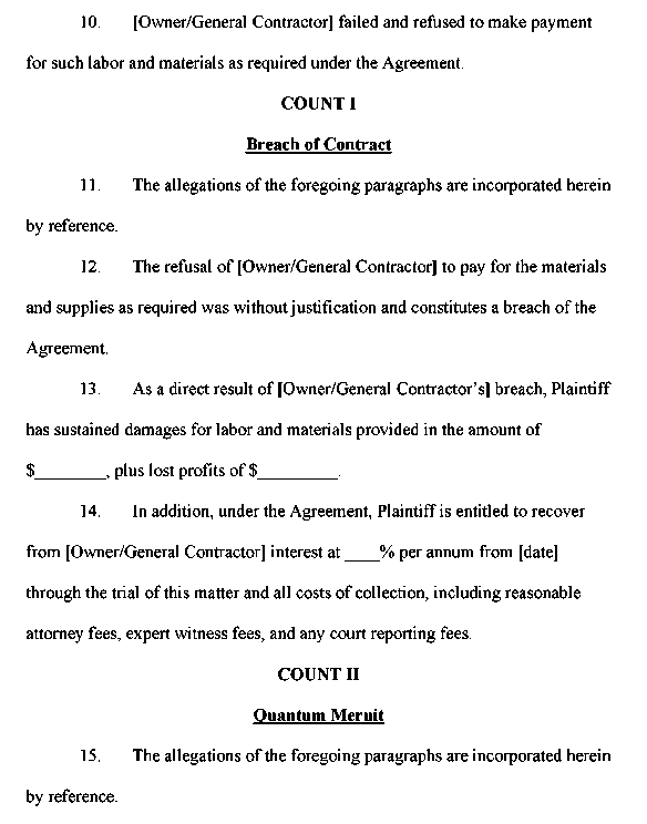 Appendix 18-8 Complaint to Enforce Mechanic's Lien - vLex United States