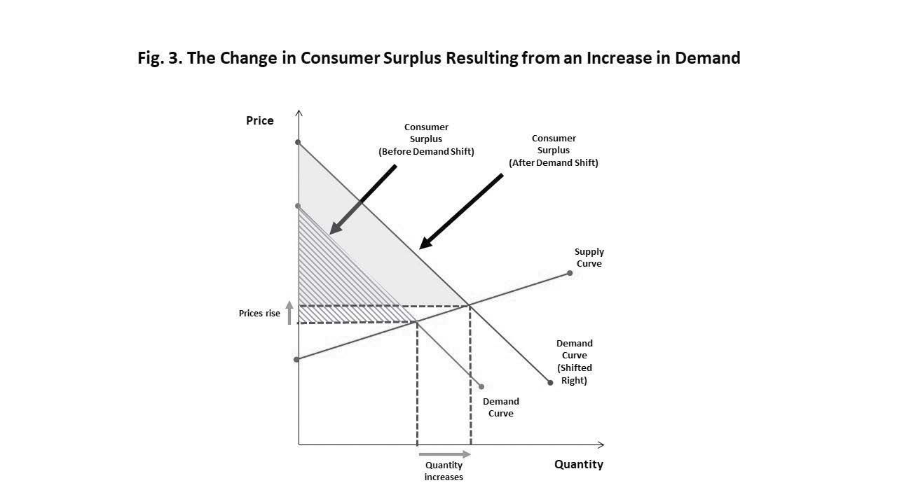 Figure 3: The Change in Consumer Surplus Resulting from an Increase in Demand