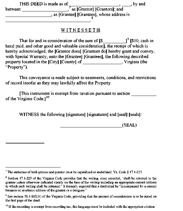 24.6 Special Warranty Deed-vba Form - Books and Journals - VLEX 1037067467