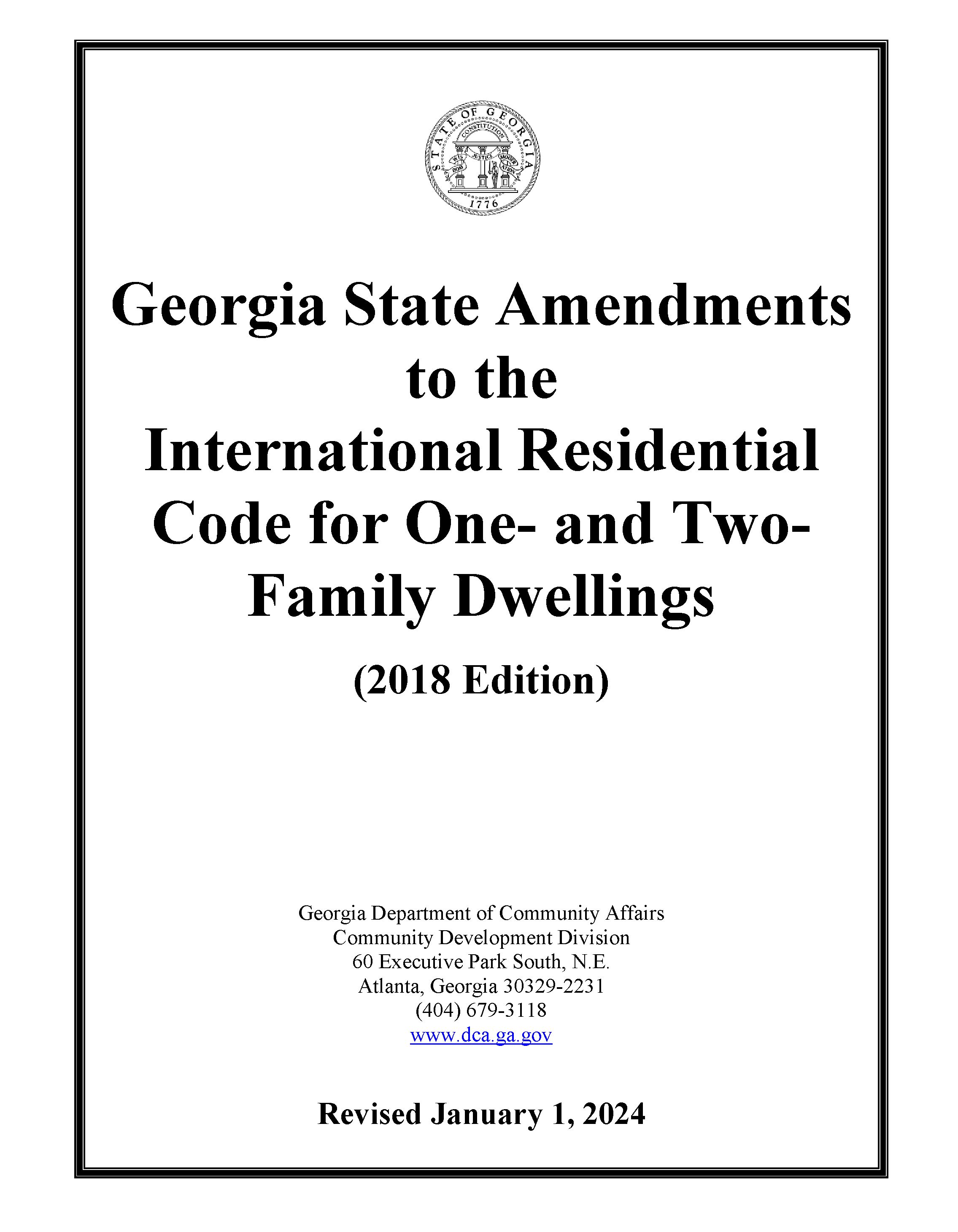 GA Reg. 110-11-1-.25 International Residential Code for One- and 